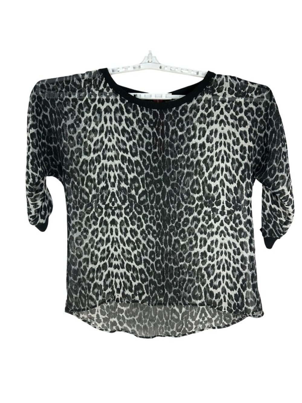 Maurices Womens Leopard Print Sheer Top XL Black & White Lightweight Style